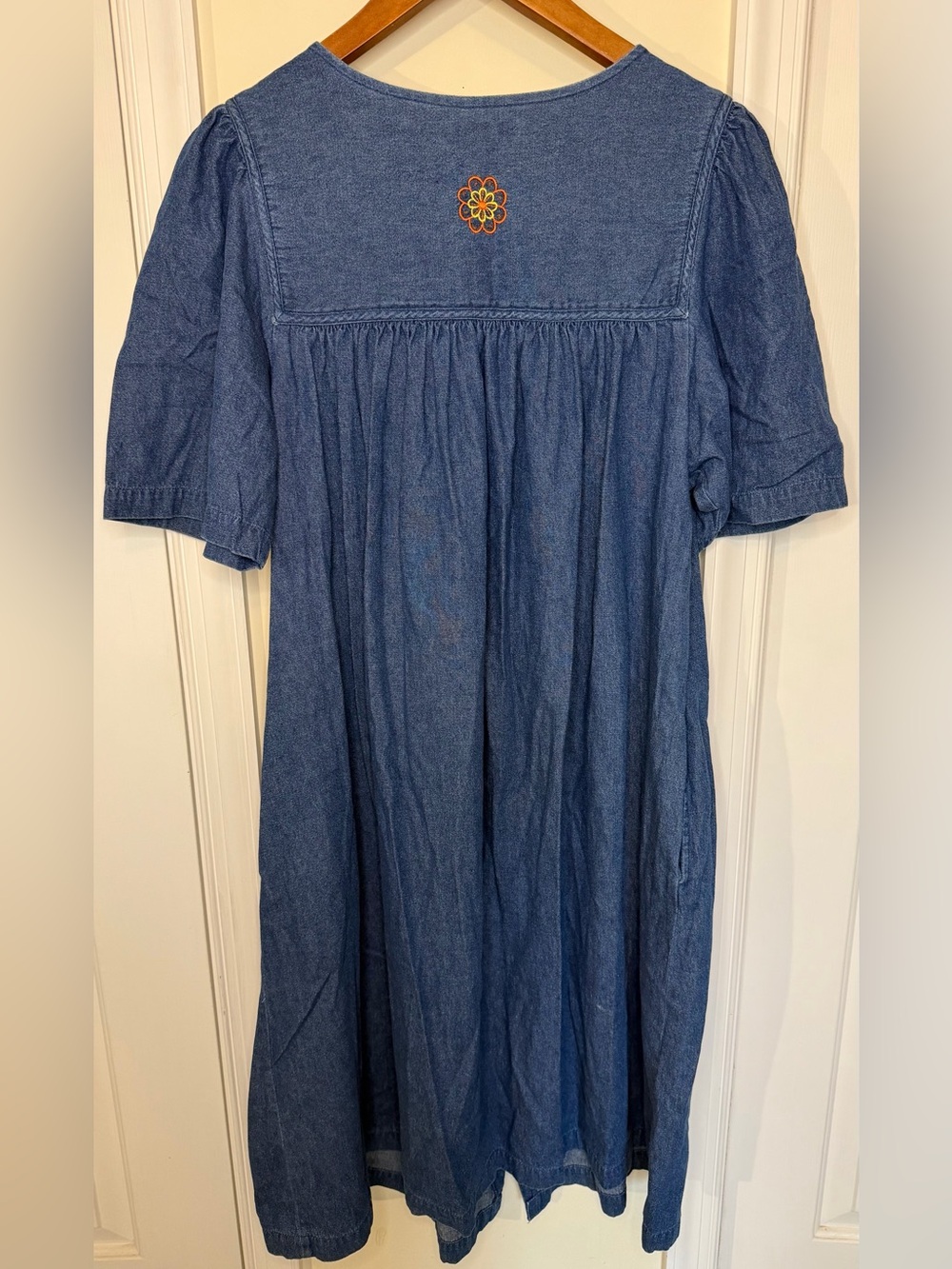 Go Softly Patio Denim Embroidered House Dress Muumuu Lounger Size - Picture 4 of 7